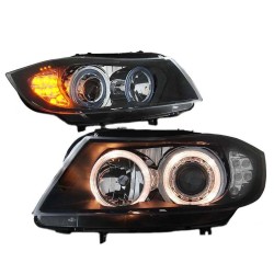 Μπροστινά Φανάρια Set Για Bmw 3 E90 / E91 05-08 Angel Eyes & Led Φλας  Μαύρα H7/H7 Depo Μπροστινά Φανάρια Set Για Bmw 3 E90 / E91 05-08 Angel Eyes & Led Φλας  Μαύρα H7/H7 Depo