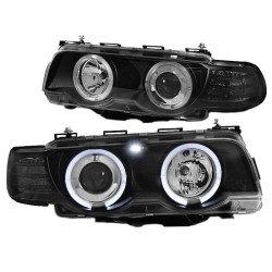 Μπροστινά Φανάρια Set Για Bmw 7 E38 98-01 Angel Eyes & Led Μαύρα H1/H1 Με Μοτέρ Sonar Μπροστινά Φανάρια Set Για Bmw 7 E38 98-01 Angel Eyes & Led Μαύρα H1/H1 Με Μοτέρ Sonar