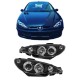 Μπροστινά Φανάρια Set Για Peugeot 206 98-03 Angel Eyes Μαύρα H1/H1 Sonar