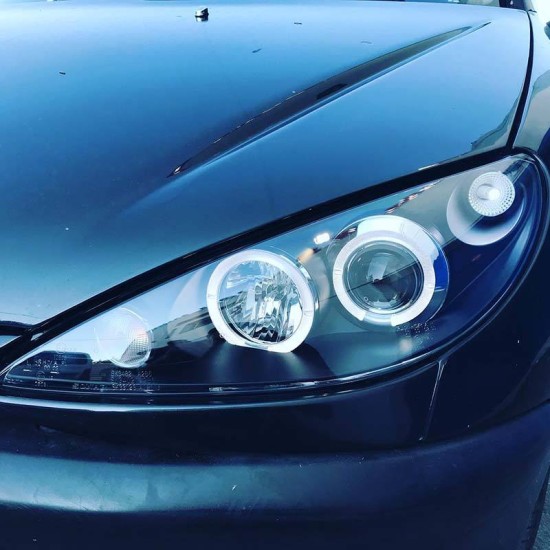 Μπροστινά Φανάρια Set Για Peugeot 206 98-03 Angel Eyes Μαύρα H1/H1 Sonar