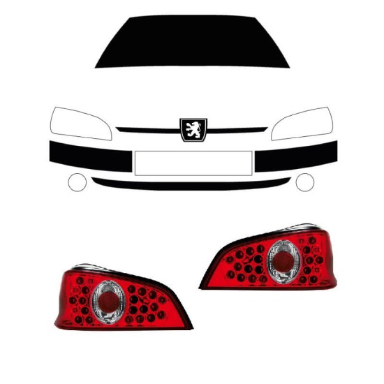 Πισινά Φανάρια Set Για Peugeot 106 96-99 Led Κόκκινο/Crystal LH Group