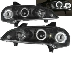 Μπροστινά Φανάρια Set Για Opel Tigra 94-00 Angel Eyes & Led Μαύρα H1/H1 Sonar Μπροστινά Φανάρια Set Για Opel Tigra 94-00 Angel Eyes & Led Μαύρα H1/H1 Sonar