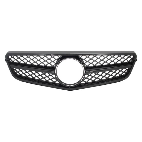 Μάσκα Για Mercedes-Benz C-Class W204 07-14 Amg C63 Look Με Μονή Γρίλια Μαύρη Γυαλιστερή 1 Τεμάχιο