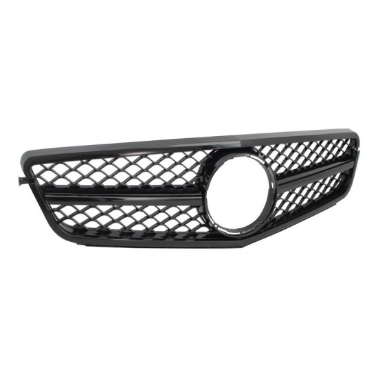 Μάσκα Για Mercedes-Benz C-Class W204 07-14 Amg C63 Look Με Μονή Γρίλια Μαύρη Γυαλιστερή 1 Τεμάχιο