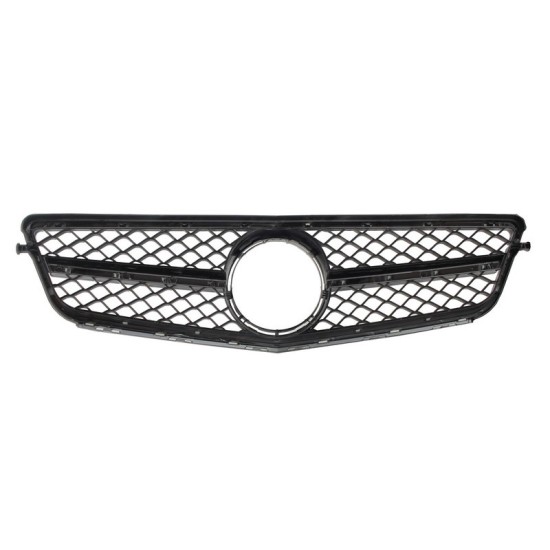 Μάσκα Για Mercedes-Benz C-Class W204 07-14 Amg C63 Look Με Μονή Γρίλια Μαύρη Γυαλιστερή 1 Τεμάχιο