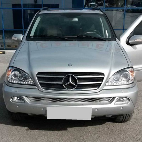 Μπροστινά Φανάρια Set Για Mercedes-Benz ML-Class W163 01-04 DRL Χρωμίου H1/H1 JunYan