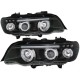 Μπροστινά Φανάρια Set Για Bmw X5 E53 99-03 Angel Eyes & Led Μαύρα H1/H1 JunYan