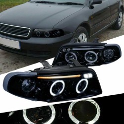 Μπροστινά Φανάρια Set Για Audi A4 B5 94-98 Angel Eyes & Led Μαύρα H1/H1 Junyan Μπροστινά Φανάρια Set Για Audi A4 B5 94-98 Angel Eyes & Led Μαύρα H1/H1 Junyan