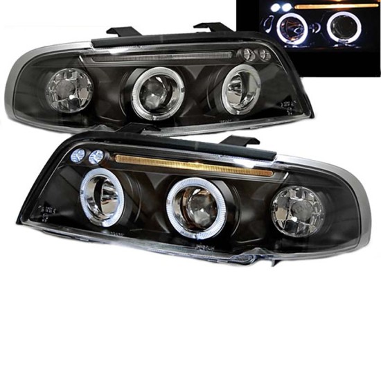 Μπροστινά Φανάρια Set Για Audi A4 B5 94-98 Angel Eyes & Led Μαύρα H1/H1 Junyan
