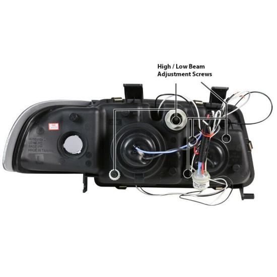 Μπροστινά Φανάρια Set Για Audi A4 B5 94-98 Angel Eyes & Led Μαύρα H1/H1 Junyan