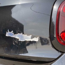 Αυτοκόλλητο Αυτοκινήτου ''Κρήτη΄΄ 10cm x 2cm Ασημί Με Επικάλυψη Σμάλτου 1 Τεμάχιο