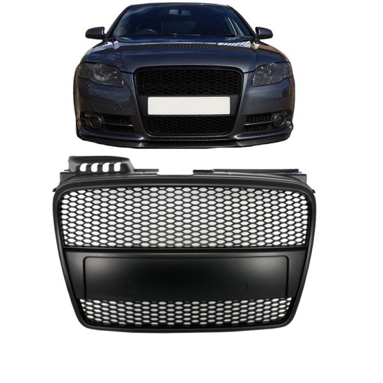 Μάσκα Για Audi A4 B7 04-07 RS4 Look Κυψελωτή Μαύρο Ματ 1 Τεμάχιο