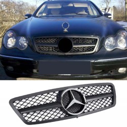 Μάσκα Για Mercedes-Benz C-Class W203 00-07 Amg Look Με Μονή Γρίλια Μαύρη Ματ 1 Τεμάχιο