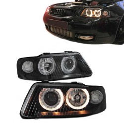 Μπροστινά Φανάρια Set Για Audi A3 8L 00-03 Angel Eyes Μαύρα H7/H7 Depo