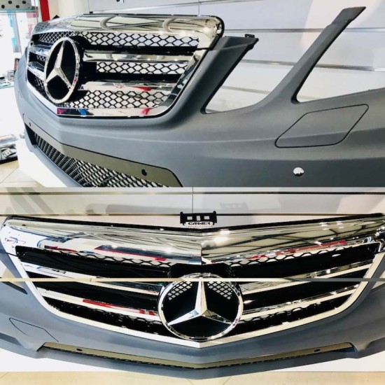 Μάσκα Για Mercedes-Benz E-Class W212 09-13 Amg Look με 2 Γρίλιες Χρώμιο/Μαύρο 1 Τεμάχιο