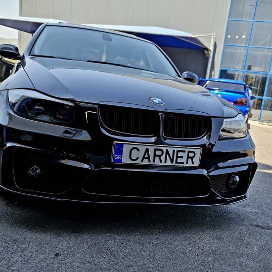 Καρδιές Μάσκας Για Bmw 3 E90 /E91 05-08 M4 Look Με Διπλή Γρίλια Μαύρο Γυαλιστερό 4 Τεμάχια
