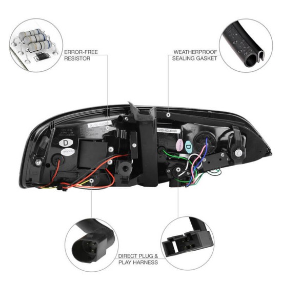 Πισινά Φανάρια Set Για Audi A4 B8 08-11 Sedan Led Bar Κόκκινο/Crystal Sonar