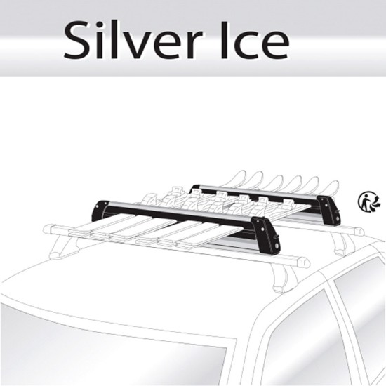 Μπάρες Βάσεις Σκι / Snowboard Αλουμινίου Menabo Silver Ice (6 Ζεύγη Σκι ή 4 Snowboards) 2 Τεμάχια