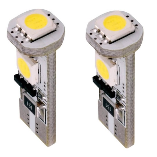 Λάμπες Led T10 12volt 3 Smd Led Canbus Λευκό Φως RaceSport LIT0505 2 Τεμάχια