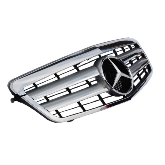 Μάσκα Για Mercedes-Benz E-Class W212 09-13 Amg Look με 2 Γρίλιες Χρώμιο/Ασημί 1 Τεμάχιο