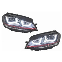 Μπροστινά Φανάρια Set Για Vw Golf VIΙ (7) 12-17 DRL U-Type GTI Μαύρα/Κόκκινο H7/H7 Με Μοτέρ Carner Μπροστινά Φανάρια Set Για Vw Golf VIΙ (7) 12-17 DRL U-Type GTI Μαύρα/Κόκκινο H7/H7 Με Μοτέρ Carner