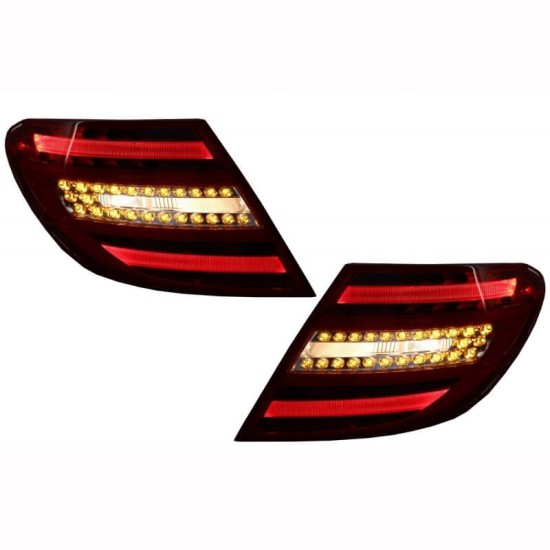 Πισινά Φανάρια Set Για Mercedes-Benz C-Class W204 07-12 Led Bar Facelift Look Κόκκινο/Crystal Carner