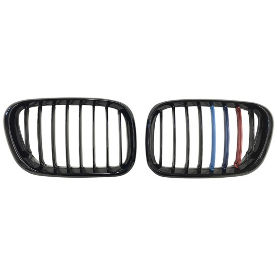 Καρδιές Μάσκας Για Bmw X5 E53 99-03 M Look Tri-Color Μαύρο Γυαλιστερό 2 Τεμάχια