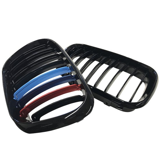 Καρδιές Μάσκας Για Bmw X5 E53 99-03 M Look Tri-Color Μαύρο Γυαλιστερό 2 Τεμάχια