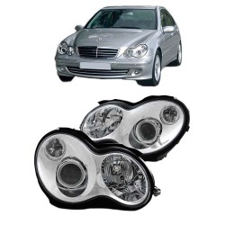 Μπροστινά Φανάρια Set Για Mercedes-Benz C-Class W203 00-07 Projectors Χρωμίου H7/H7 Με Ρυθμιστή Αέρος Depo Μπροστινά Φανάρια Set Για Mercedes-Benz C-Class W203 00-07 Projectors Χρωμίου H7/H7 Με Ρυθμιστή Αέρος Depo