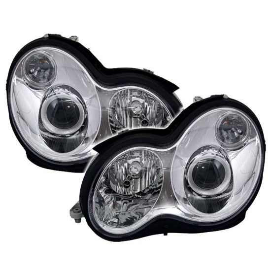 Μπροστινά Φανάρια Set Για Mercedes-Benz C-Class W203 00-07 Projectors Χρωμίου H7/H7 Με Ρυθμιστή Αέρος Depo