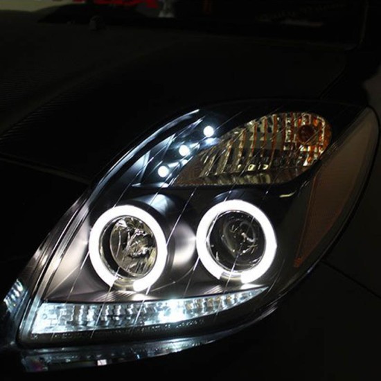 Μπροστινά Φανάρια Set Για Toyota Yaris 06-09 Angel Eyes & Led Μαύρα H1/H1 Sonar