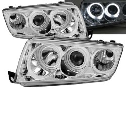 Μπροστινά Φανάρια Set Για Skoda Fabia 6Y 99-07 ccfl Angel Eyes Χρωμίου H1/H1 Eagle Eyes