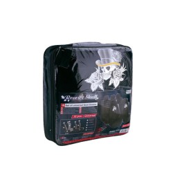 Καλύμματα Υφασμάτινα "Rose & Skull" Μαύρα Σετ Εμπρός-Πίσω 10 Τεμάχια FUN885F