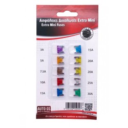 Ασφάλειες Αυτοκινήτου Διχαλωτές Extra Mini Σε Καρτέλα Σετ 10 Τεμάχια Ασφάλειες Αυτοκινήτου Διχαλωτές Extra Mini Σε Καρτέλα Σετ 10 Τεμάχια