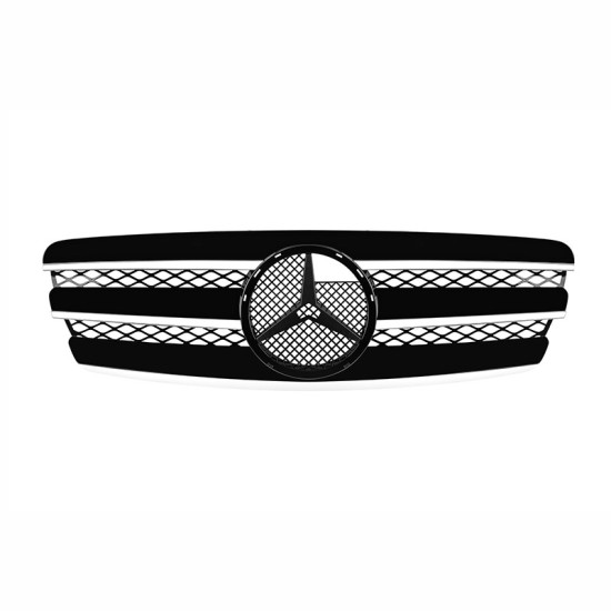 Μάσκα Για Mercedes-Benz E-Class W211 02-06 Amg Look Με 3 Γρίλιες Μαύρο/Χρώμιο 1 Τεμάχιο