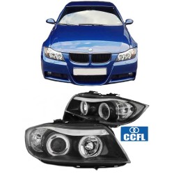Μπροστινά Φανάρια Set Για Bmw 3 E90 / E91 05-08 ccfl Angel Eyes Μαύρα H7/H1 Sonar