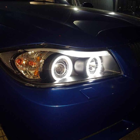 Μπροστινά Φανάρια Set Για Bmw 3 E90 / E91 05-08 ccfl Angel Eyes Μαύρα H7/H1 Sonar