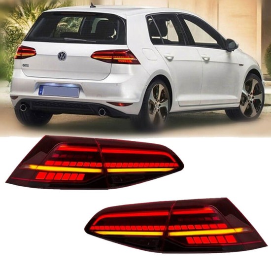 Πισινά Φανάρια Set Για Vw Golf VII (7) 11-17 Led Bar Dynamic Facelift 7.5 GTI/R Look Κόκκινο/Φιμέ Carner