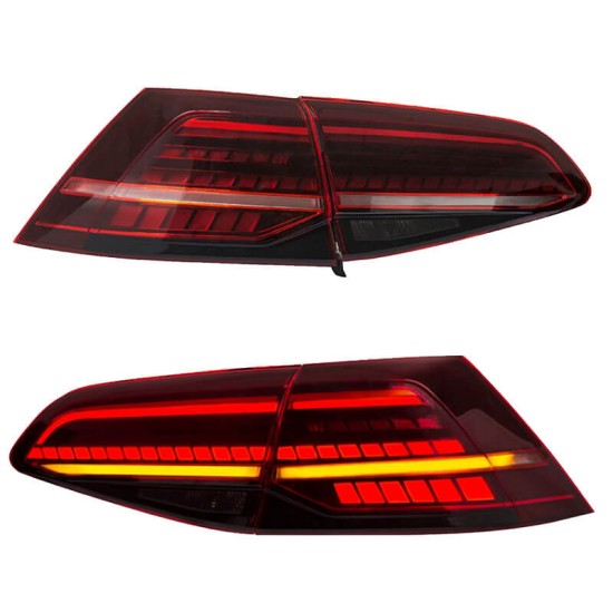 Πισινά Φανάρια Set Για Vw Golf VII (7) 11-17 Led Bar Dynamic Facelift 7.5 GTI/R Look Κόκκινο/Φιμέ Carner