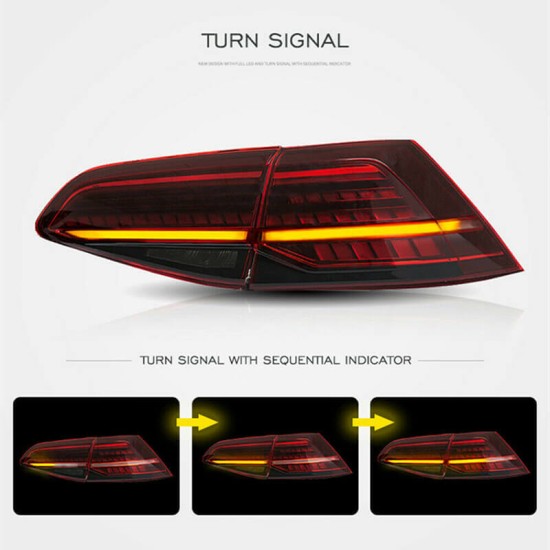 Πισινά Φανάρια Set Για Vw Golf VII (7) 11-17 Led Bar Dynamic Facelift 7.5 GTI/R Look Κόκκινο/Φιμέ Carner