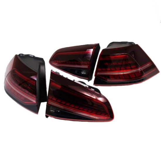 Πισινά Φανάρια Set Για Vw Golf VII (7) 11-17 Led Bar Dynamic Facelift 7.5 GTI/R Look Κόκκινο/Φιμέ Carner