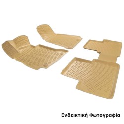 Πατάκια Σκαφάκια 3D Από Λάστιχο TPE Για ΒΜW Series 5 E39 1999-2003/ E60 2004-2009/ F10 2009-2013 RL103215 Rizline 4 Τεμάχια Μπεζ