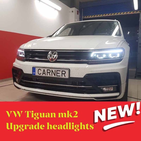 Μπροστινά Φανάρια Set Για Vw Tiguan II mk2 16+ DRL Led Matrix & Led Signal Dynamic R-Line Look H7/H7 Με Μοτέρ Carner