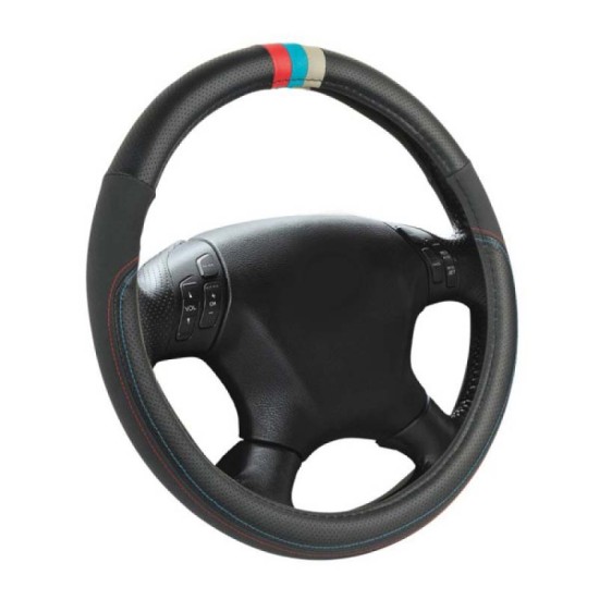 Κάλυμμα Τιμονιού Δερματίνη Tricolore M- Sport Μαύρο με 3 χρώματα ///Μ Medium 37-39cm