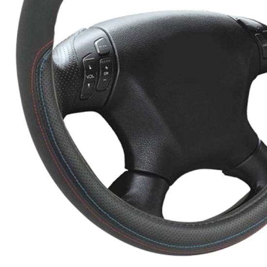 Κάλυμμα Τιμονιού Δερματίνη Tricolore M- Sport Μαύρο με 3 χρώματα ///Μ Medium 37-39cm
