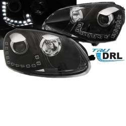 Μπροστινά Φανάρια Set Για Vw Golf V (5) 03-08 DRL Μαύρα H7/H1 Με Μοτέρ Eagle Eyes