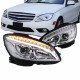 Μπροστινά Φανάρια Set Για Mercedes-Benz C-Class W204 07-10 DRL Tube Lights W222 Look Dynamic Φλας Χρωμίου H9/H9 Με Μοτέρ JunYan