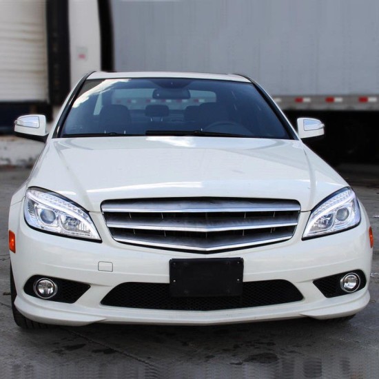 Μπροστινά Φανάρια Set Για Mercedes-Benz C-Class W204 07-10 DRL Tube Lights W222 Look Dynamic Φλας Χρωμίου H9/H9 Με Μοτέρ JunYan