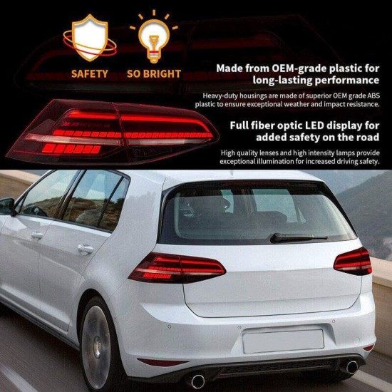 Πισινά Φανάρια Set Για Vw Golf VII 7 & 7.5 11-19 Led Bar Dynamic Facelift 7.5 GTI/R Look Κόκκινο/Φιμέ VLand