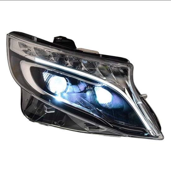 Μπροστινά Φανάρια Set Για Mercedes-Benz Vito W447 14+ DRL Led Tube & Led Signal Dynamic Μαύρα Με Μοτέρ Carner